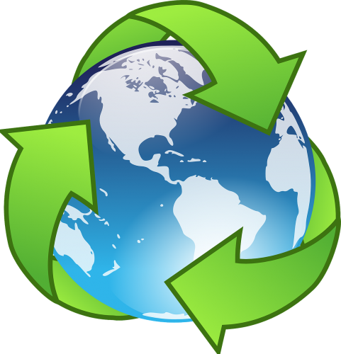 地球とリサイクルマークのイラスト